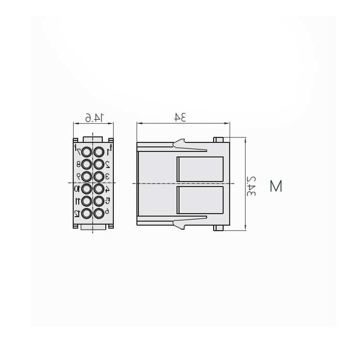 HM module, public connector, HM-012-M, 09140123001